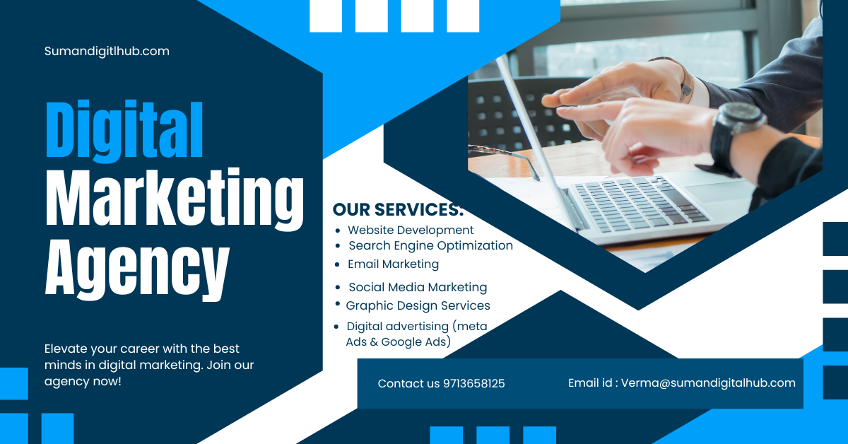 Digital Marketing Agency services by Suman Digital Hub including SEO, social media marketing, email marketing, and website development.